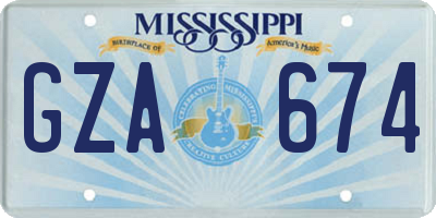MS license plate GZA674