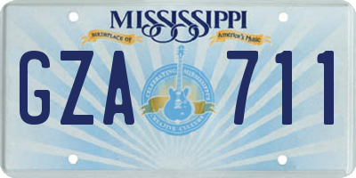 MS license plate GZA711
