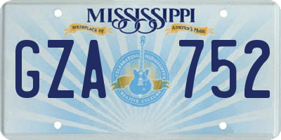 MS license plate GZA752