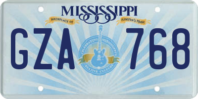 MS license plate GZA768