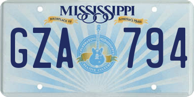 MS license plate GZA794