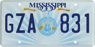 MS license plate GZA831