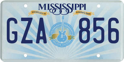MS license plate GZA856