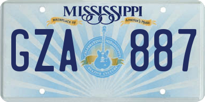 MS license plate GZA887