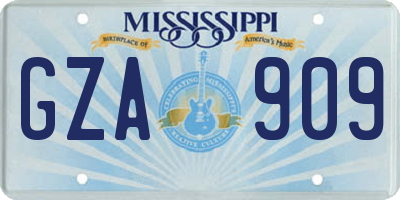MS license plate GZA909
