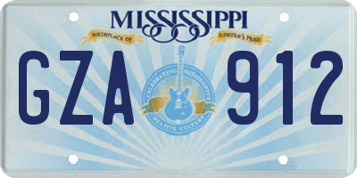 MS license plate GZA912