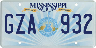 MS license plate GZA932