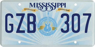 MS license plate GZB307