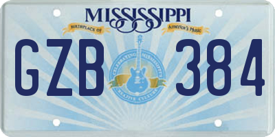 MS license plate GZB384