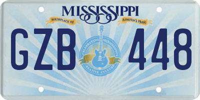 MS license plate GZB448