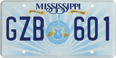 MS license plate GZB601
