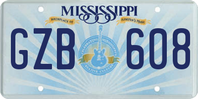 MS license plate GZB608