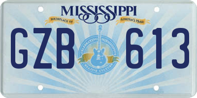 MS license plate GZB613