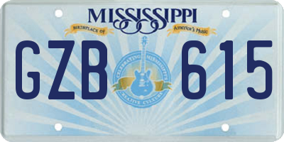 MS license plate GZB615