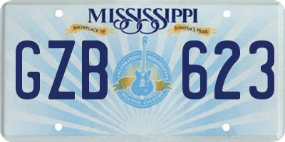 MS license plate GZB623