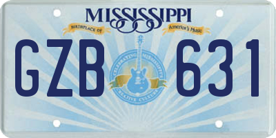 MS license plate GZB631