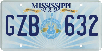 MS license plate GZB632