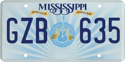 MS license plate GZB635