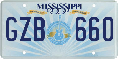 MS license plate GZB660