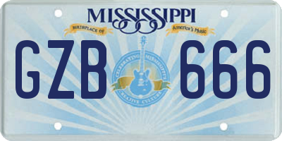 MS license plate GZB666