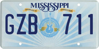 MS license plate GZB711