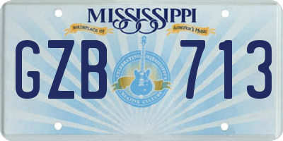 MS license plate GZB713