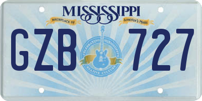 MS license plate GZB727