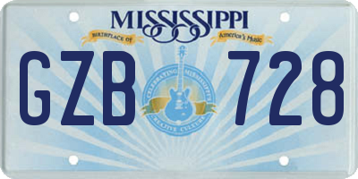 MS license plate GZB728