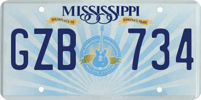 MS license plate GZB734
