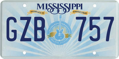 MS license plate GZB757