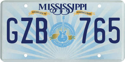 MS license plate GZB765
