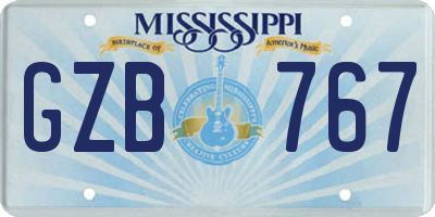 MS license plate GZB767