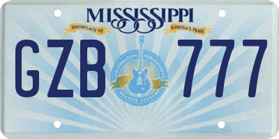 MS license plate GZB777