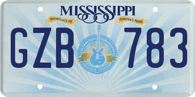 MS license plate GZB783