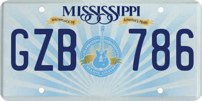 MS license plate GZB786