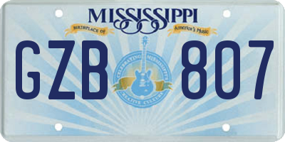 MS license plate GZB807