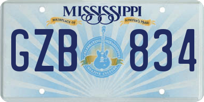 MS license plate GZB834