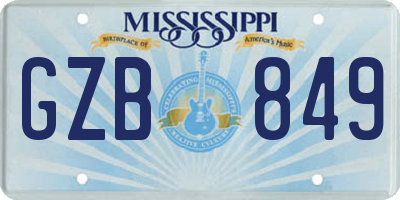 MS license plate GZB849
