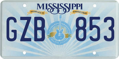 MS license plate GZB853