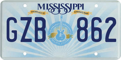 MS license plate GZB862