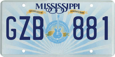 MS license plate GZB881