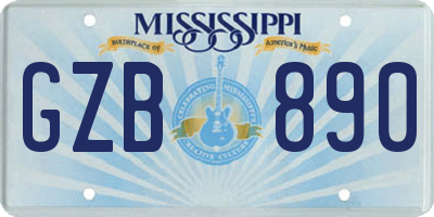 MS license plate GZB890