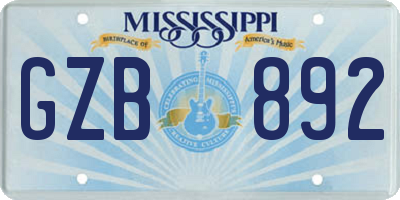MS license plate GZB892