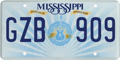 MS license plate GZB909