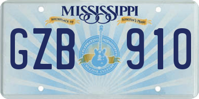 MS license plate GZB910