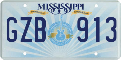 MS license plate GZB913
