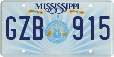 MS license plate GZB915