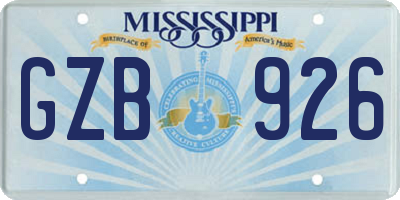 MS license plate GZB926