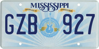 MS license plate GZB927