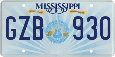 MS license plate GZB930